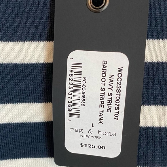 Rag & Bone Bardot Nautical Navy Striped Tank Top - Picture 9 of 9